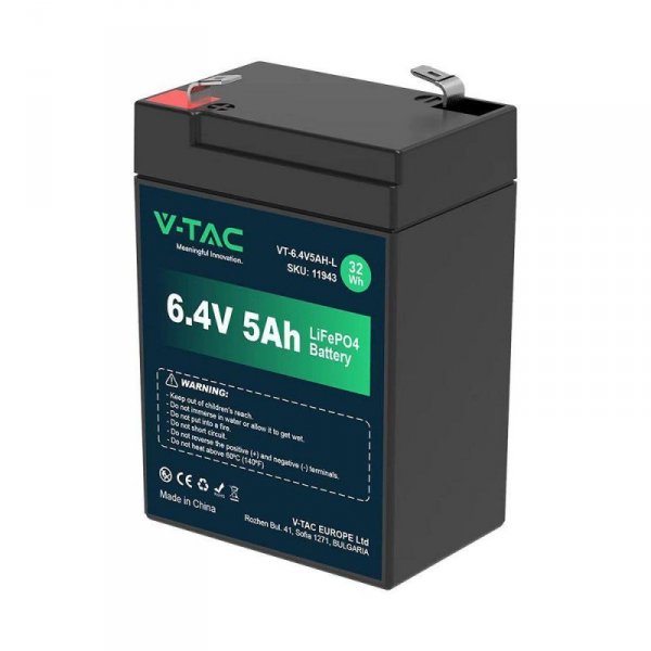Akumulator LiFePO4 Litowo-Żelazowo-Fosforanowy V-TAC 6.4V 5AH L70xW47xH99 VT-6.4V 5AH-L