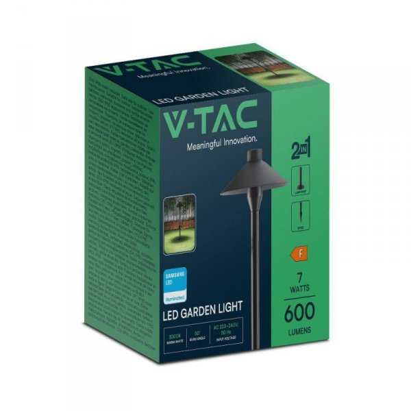Słupek Ogrodowy V-TAC 7W SAMSUNG CHIP 2w1 Czarny VT-907 3000K 600lm 3 Lata Gwarancji
