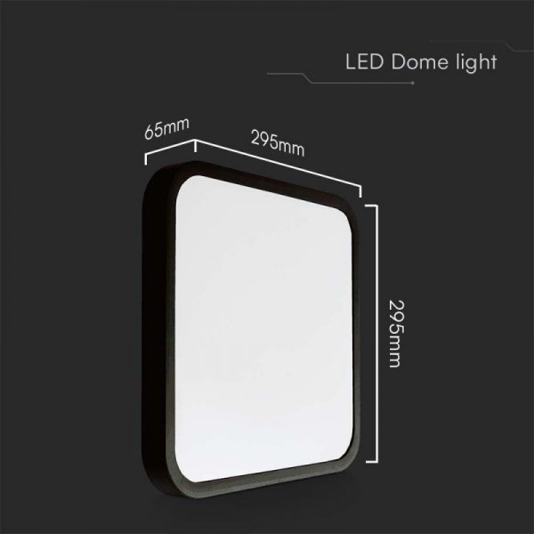 Plafon V-TAC 24W LED SAMSUNG CHIP Kwadrat 30x30cm Natynkowy IP44 Czarny VT-8624B 6500K 2500lm 5 Lat Gwarancji