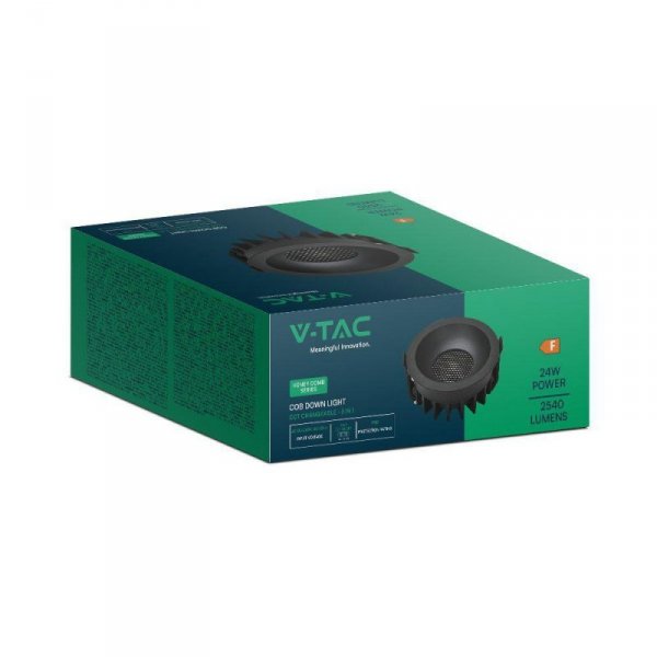 Oprawa V-TAC LED Downlight 24W BRIDGELUX CHIP CCT Czarna Raster Antyolśnieniowy Plaster Miodu VT-17024 3000K-4000K-6400K 2540lm