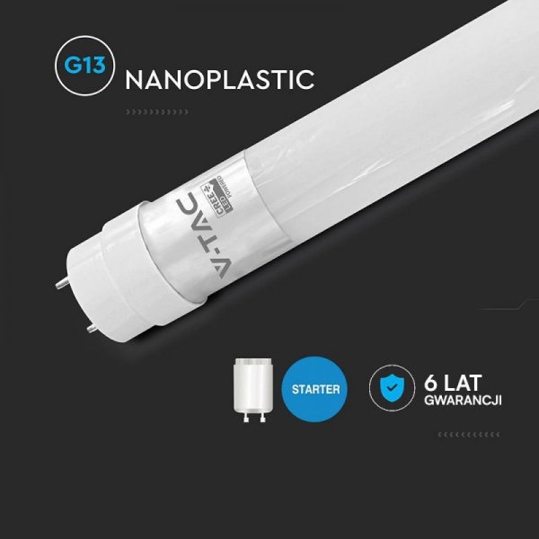 Tuba świetlówka LED T8 V-TAC CREE CHIP 120cm 18W G13 nano plastic 100Lm/W VT-121 3000K 1850lm 6 lat gwarancji
