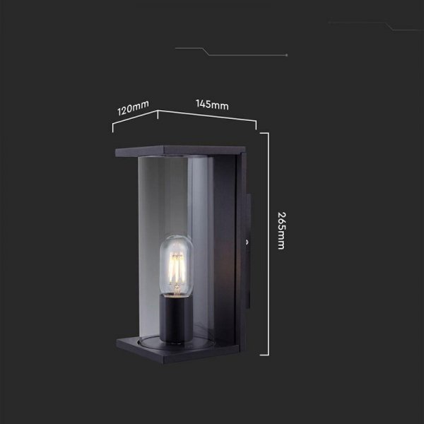 Oprawa ścienna elewacyjna loft V-TAC 1xE27 IP44 czarny MAT VT-81050