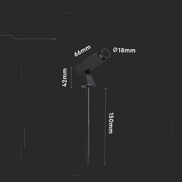 Oprawa gruntowa ogrodowa wbijana aluminiowa V-TAC 2W LED IP65 czarna kwadrat VT-10182 4000K 60lm 3 lata gwarancji