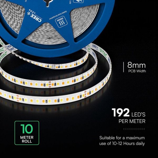 Taśma LED V-TAC CREE CHIP SMD2835 192LED 14W 24V CCT 3w1 2xPCB VT-2835 192 3000K - 6500K 1425lm 6 lat gwarancji