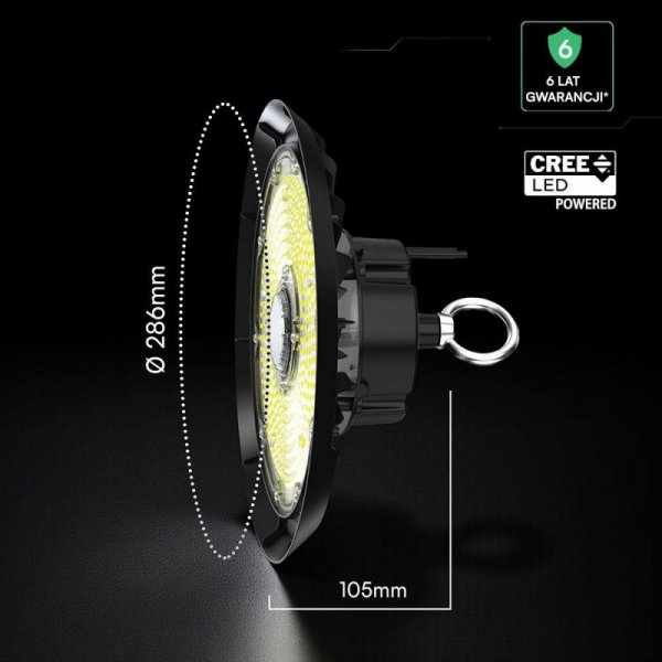 Oprawa V-TAC LED UFO high bay CREE CHIP IP65 ALU 135Lm/W 150W 90st VT-91152 4000K 20200lm 6 lat gwarancji