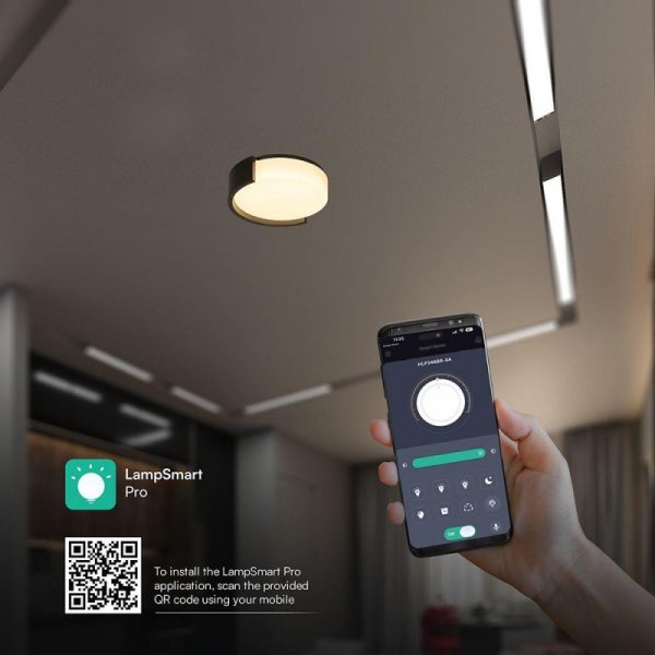 Oprawa sufitowa plafoniera V-TAC 48W LED 45cm 3w1 ściemnialna czarna BT pilot CCT VT-84023 3000K-4000K-6500K 5760lm