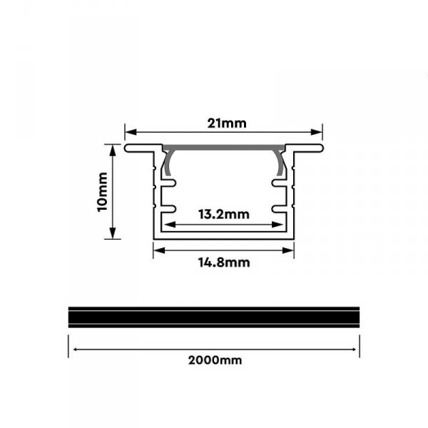 Profil do LED zestaw, ALU anodowany wpuszczany V-TAC 2mb klosz mleczny 15x10mm VT-81130 5 lat gwarancji