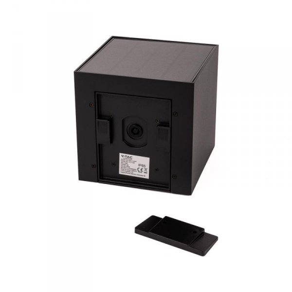 Oprawa ścienna solarna/USB V-TAC 9W LED COB czarna kostka 15x15cm IP65 czujnik ruchu VT-409CCT 3000K-4000K-5000K 800lm