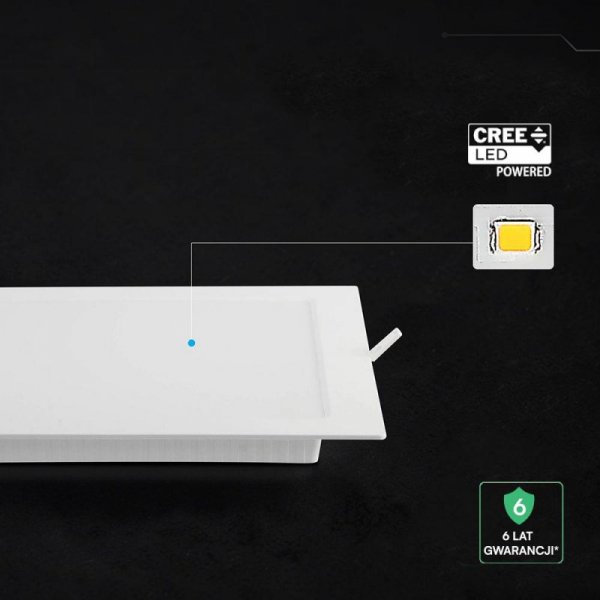 Panel wpuszczany downlight V-TAC 18W LED CREE CHIP kwadrat 220x220mm VT-61018CCT 3000K-4000K-6500K 1980lm 6 lat gwarancji
