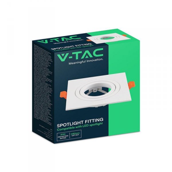 Oczko V-TAC aluminiowe GU10 białe kwadratowe ruchome VT-4204SQ 3 lata gwarancji