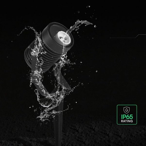 Oprawa gruntowa ogrodowa wbijana aluminium GU10 czarna IP65 VT-44005 3 lata gwarancji