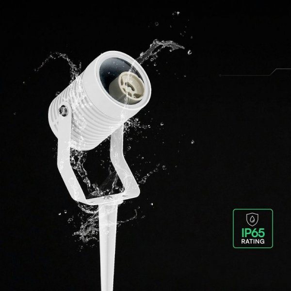 Oprawa gruntowa ogrodowa wbijana aluminium GU10 biała IP65 VT-44005 3 lata gwarancji