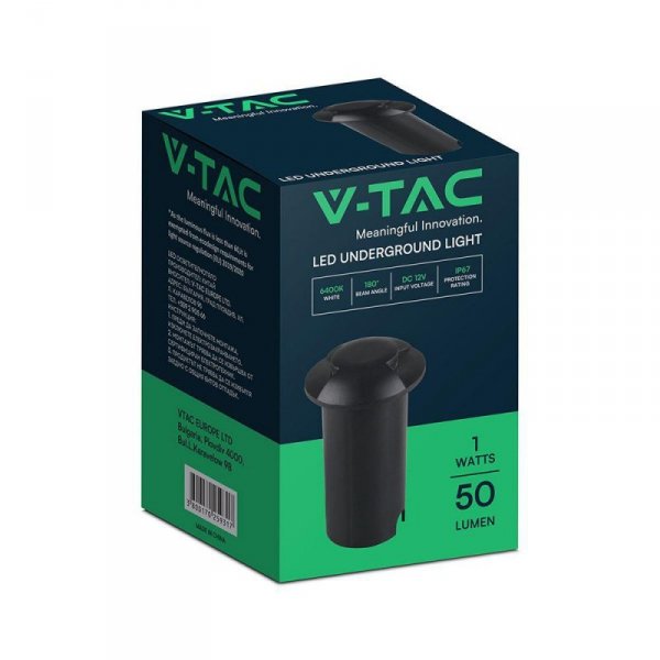 Oprawa gruntowa ogrodowa najazdowa V-TAC 1W LED czarna 2-stronna IP67 VT-1161 6400K 50lm
