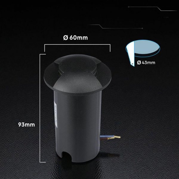 Oprawa gruntowa ogrodowa najazdowa V-TAC 1W LED czarna 2-stronna IP67 VT-1161 6400K 50lm