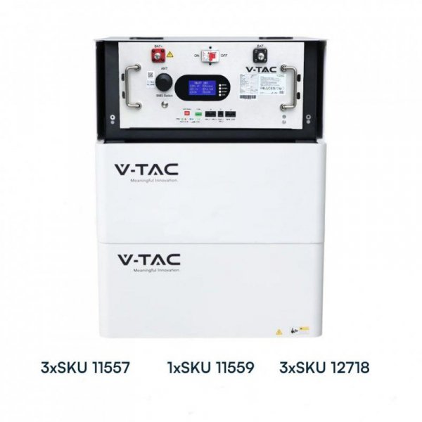 Magazyn bank energii V-TAC 9.6kWh 48V 200Ah LiFePO4 rack BMS obudowa biała VT-91600 10 lat gwarancji