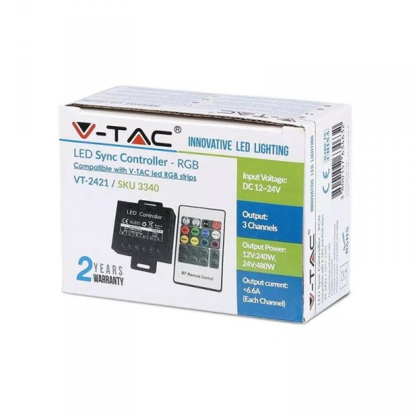 Sterownik Taśm LED RGB Radiowy Micro 12V/24V 240W/480W V-TAC VT-2421