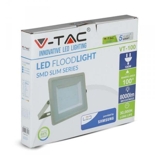 Projektor LED V-TAC 100W SAMSUNG CHIP Szary VT-100 3000K 8000lm 5 Lat Gwarancji
