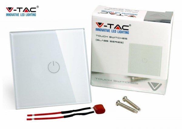Włącznik Dotykowy Szklany Pojedynczy Biały V-TAC VT-5111
