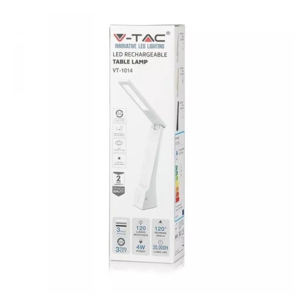 Lampka Biurkowa V-TAC 4W LED Ściemnianie Ładowanie Biały+Złoty VT-1014 2700K-6400K 550lm 2 Lata Gwarancji