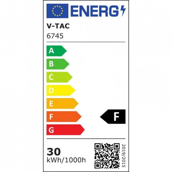 Projektor LED V-TAC 30W SMD F-CLASS Czarny VT-4934-B 6500K 2510lm