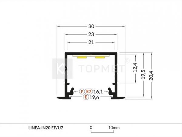 Profil LED LINEA-IN20 EF/U7 1M.