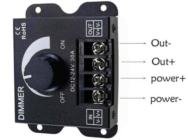 ŚCIEMNIACZ MANUALNY CZARNY 30A 360W POKRĘTŁO 