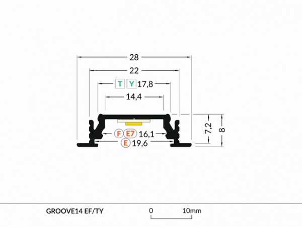 Profil LED GROOVE14 EF/TY 2M.