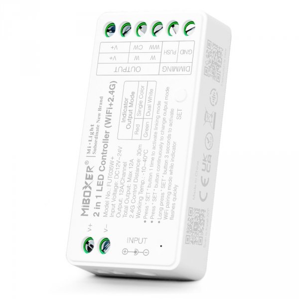 Sterownik 2w1 MONO/CCT 12-24V 12A Wi-Fi Tuya FUT035W+
