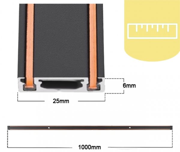 Szyna magnetyczna natynkowa jednofazowa Ultra Slim 48V 2m czarna