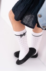 Podkolanówki Knittex Emily 40 den białe w kropki 