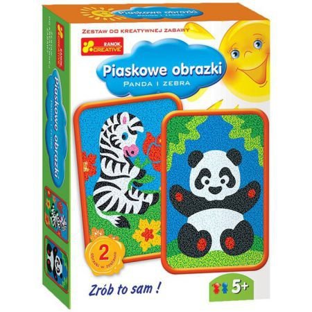 Piaskowe obrazki panda i zebra
