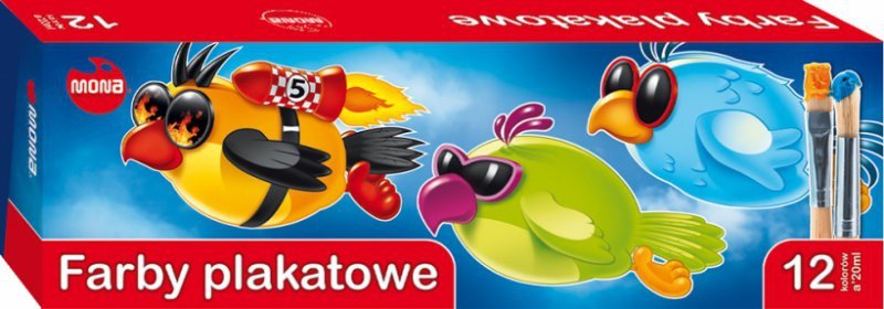 Farby plakatowe MONA 12 kolorów, 20 ml