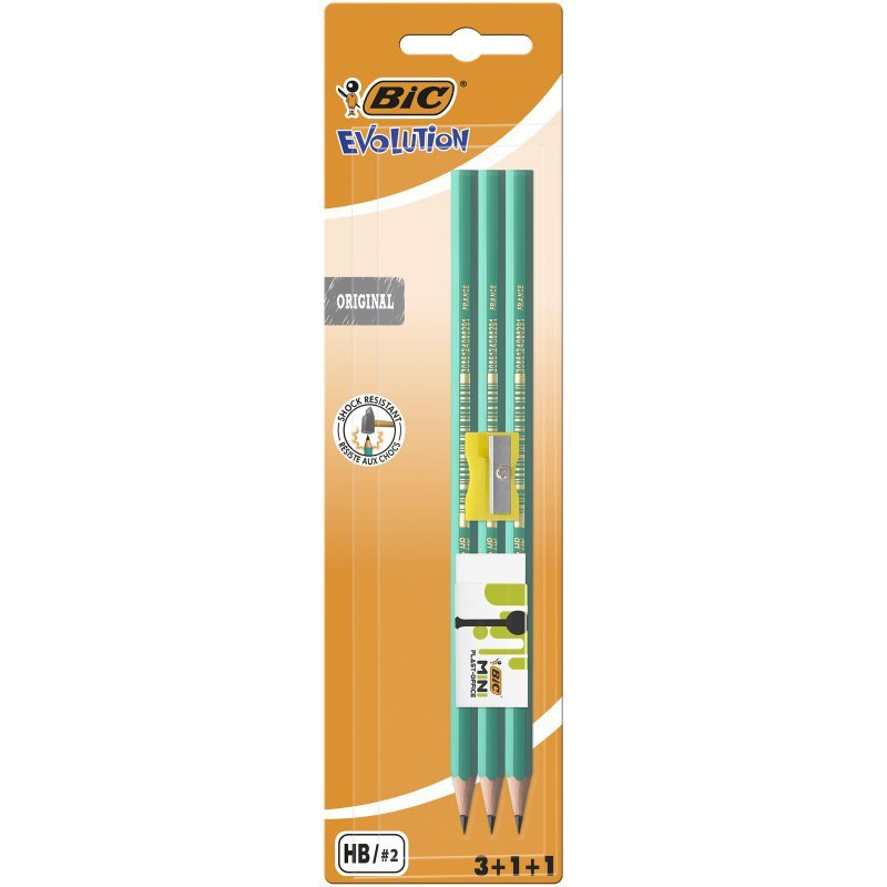 Ołówek BIC Evolution Original 650 HB Zestaw Blister 3+1+1szt