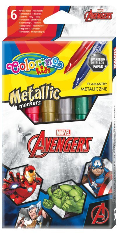 Flamastry metaliczne Colorino Kids 6 kolorów Avengers