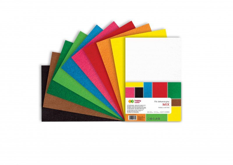 Filc dekoracyjny 20x30 cm 10 ark. MIX Happy Color