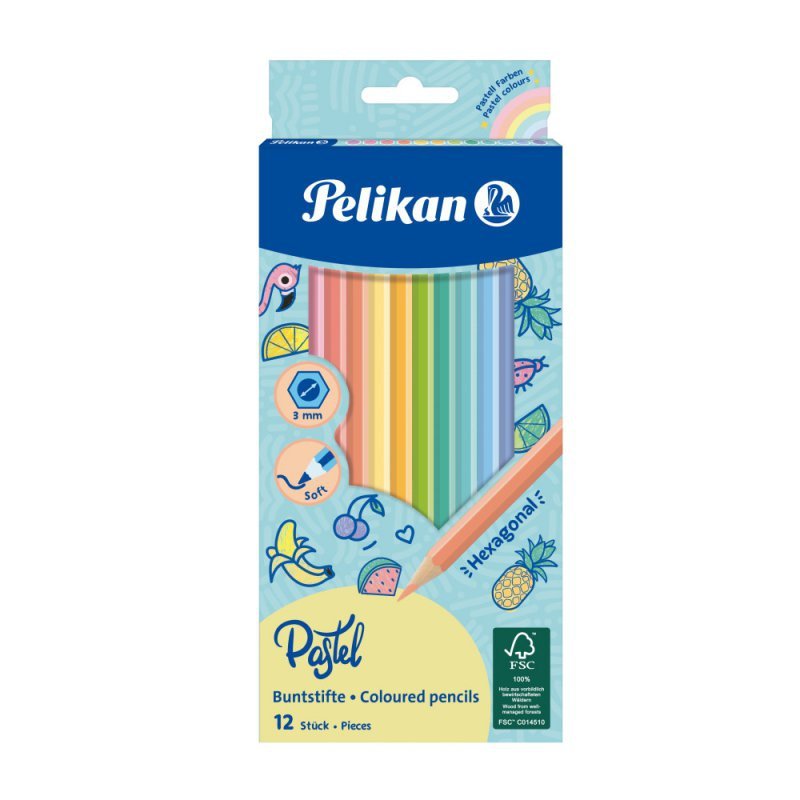 Kredki drewniane pastel 12 kolorów
