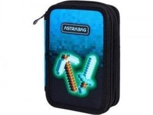 Piórnik 3-komorowy z wyposażeniem  Jumbo Astrabag Blue Pixel