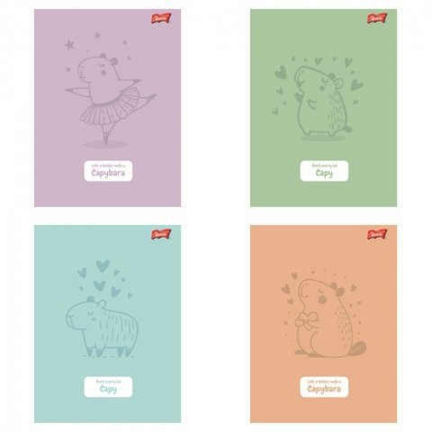 Paczka Zeszyt A5 32k.kratka pastel Capybara mix pakiet 15 sztuk