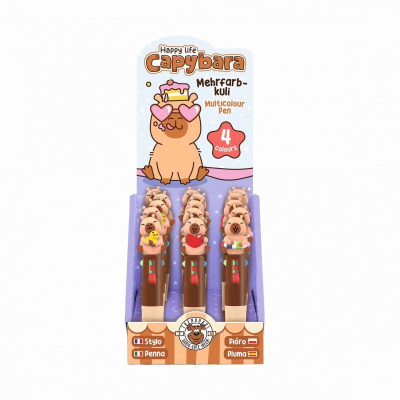 Długopis wielokolorowy Kapibara z figurką 1szt.mix