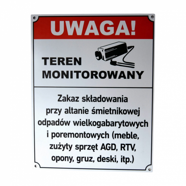 Tabliczka uwaga teren monitorowany