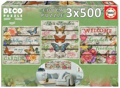 Puzzle 3x500 elementów Ogród wiejski