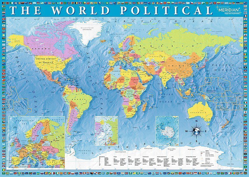 Puzzle 2000 elementów Polityczna mapa świata