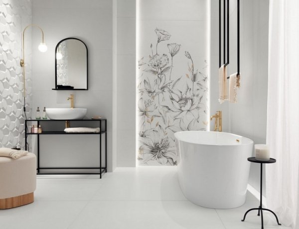 Domino Velo Bianco Flowers 3 Obraz 119,8x59,8