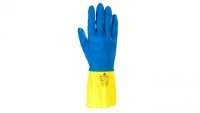 Rękawice gospodarcze z lateksu, flokowane, długość 30 Cm, Gr. 0,60 Mm niebiesko-żółte rozmiar 8,5 VE330BJ08