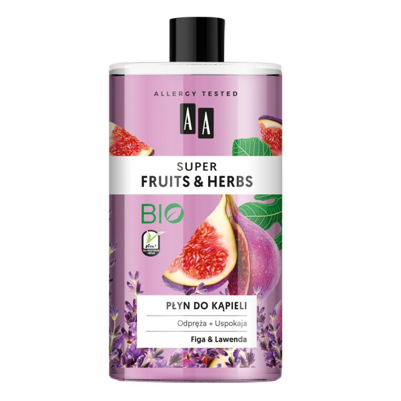 AA Super Fruits &amp; Herbs płyn do kąpieli Figa i Lawenda 750ml
