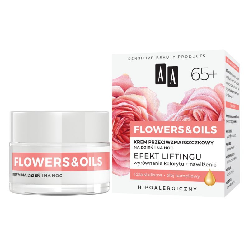 AA Flowers&amp;Oils 65+ Efekt Liftingu krem przeciwzmarszczkowy na dzień i na noc 50ml
