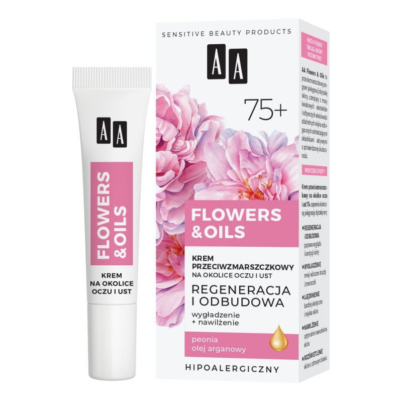 AA Flowers&amp;Oils 75+ Odbudowa krem przeciwzmarszczkowy na okolice oczu i ust 15ml