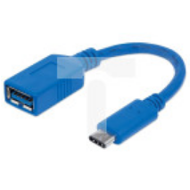 Kabel USB C-A M/F 0,15m USB3.0 SuperSpeed niebieski, MHT 353540