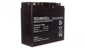 Akumulator bezobsługowy AGM 18Ah 12V Technocell TC 18-12