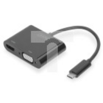 Adapter graficzny HDMI/ VGA 4K 30Hz UHD/ FHD na USB 3.1-C z audio czarny aluminiowy DA-70858